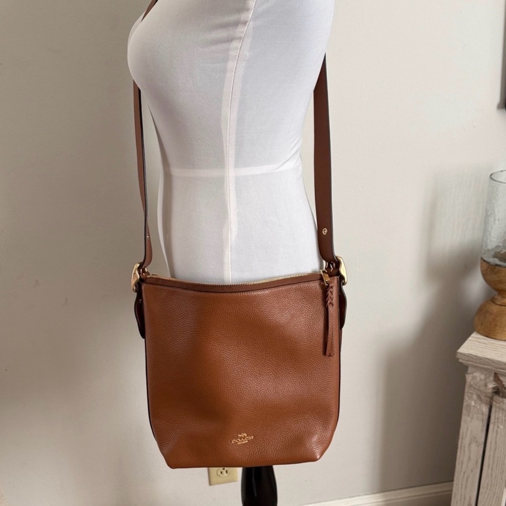 Coach Val Cognac Pebbled Leather Crossbody Bag